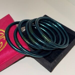 BudhaGirl Stackable Teal Metal Bangles - Women Jewelry Bracelet Set